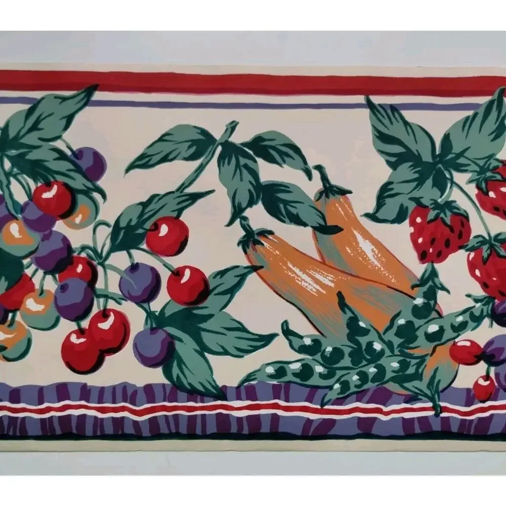 York Pre-pasted Decorative Border - 5yds - Fruits Vegetables - Leaves